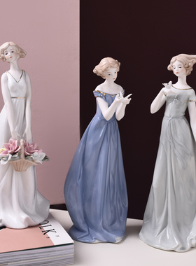 优选欧式家居客厅陶瓷人物饰品摆件酒柜电视柜卧室装饰品西洋美女