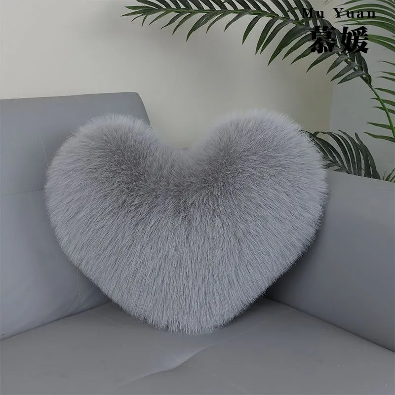 爆款爱心形双面仿羊毛毛绒抱枕