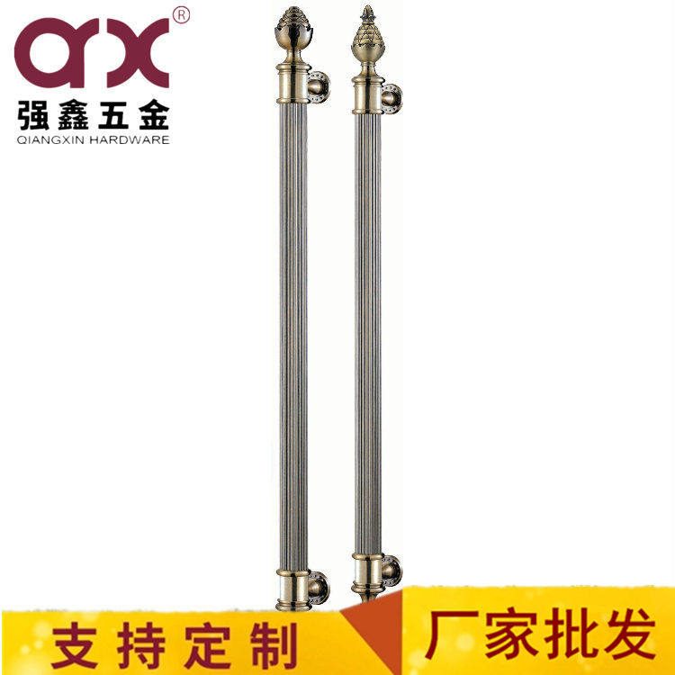 仿古北欧酒店会所圆管铜色推拉玻璃门拉手纯铜色大门把手五金批发