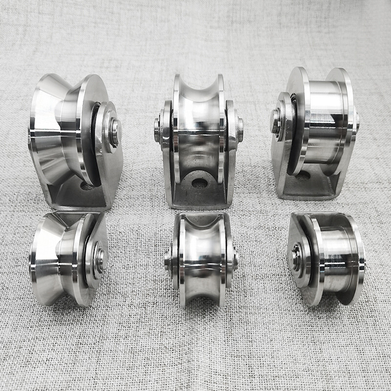 48带架卡簧轮钢丝绳吊环滑轮牵引201不锈钢滑轮定滑轮起重轴承滑