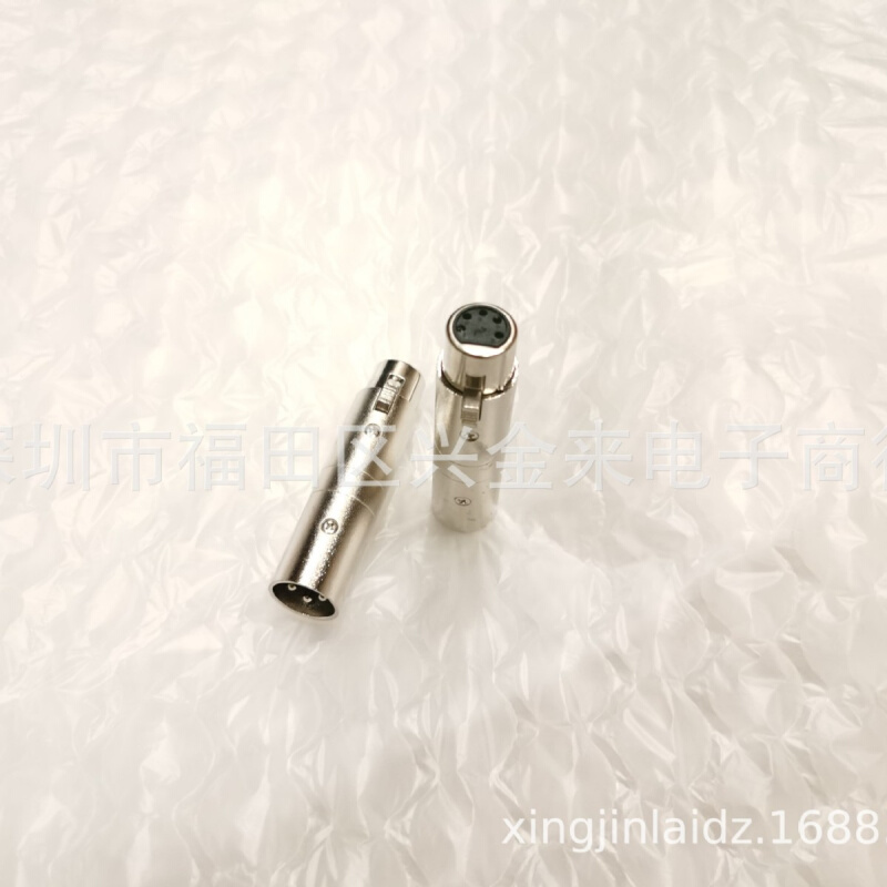 三芯卡侬公头转五芯卡侬母头XLR音频转接头DMX灯光信号3母转5针公