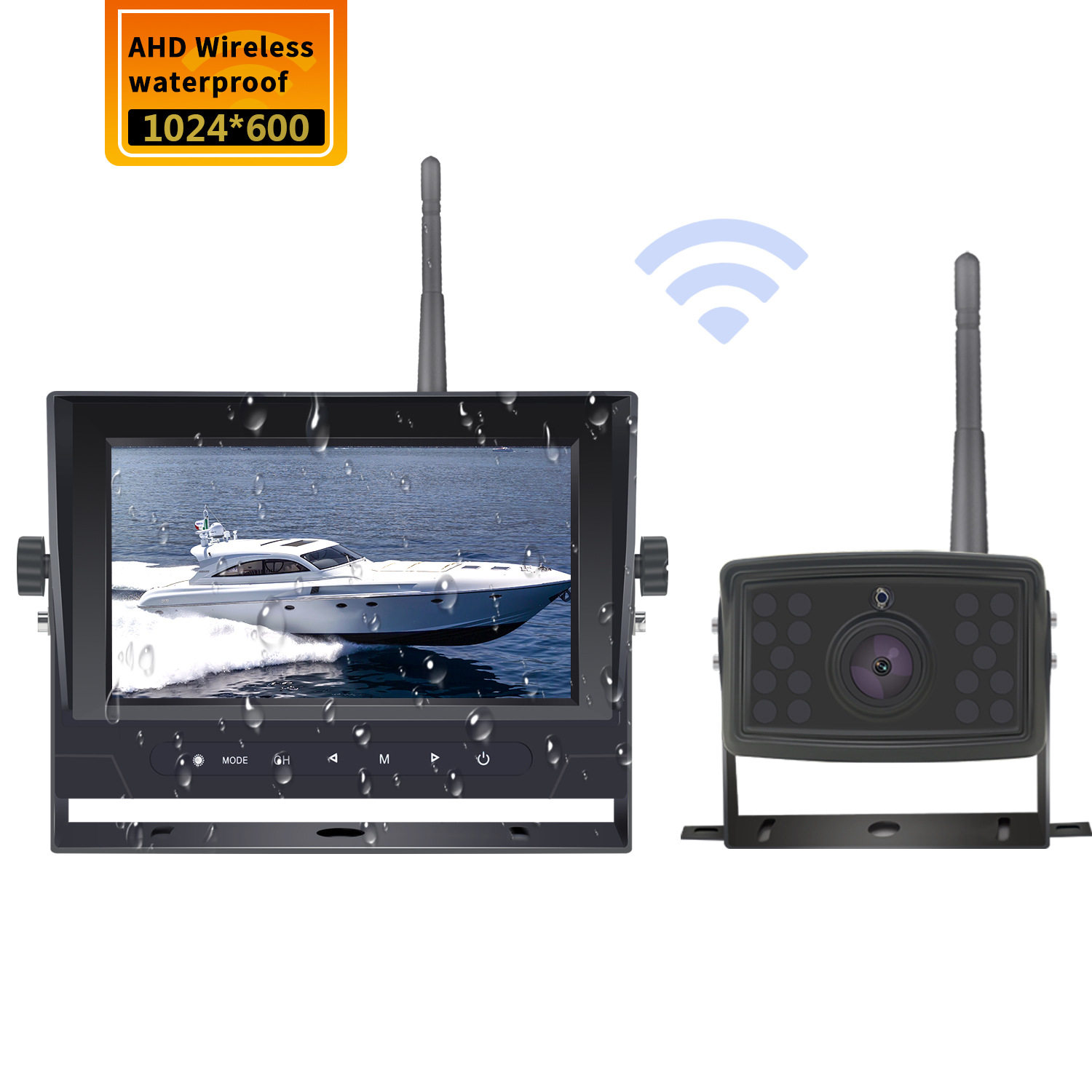 7寸9寸10寸金属防水显示器IP69K AHD1080P数字无线倒车系统货车