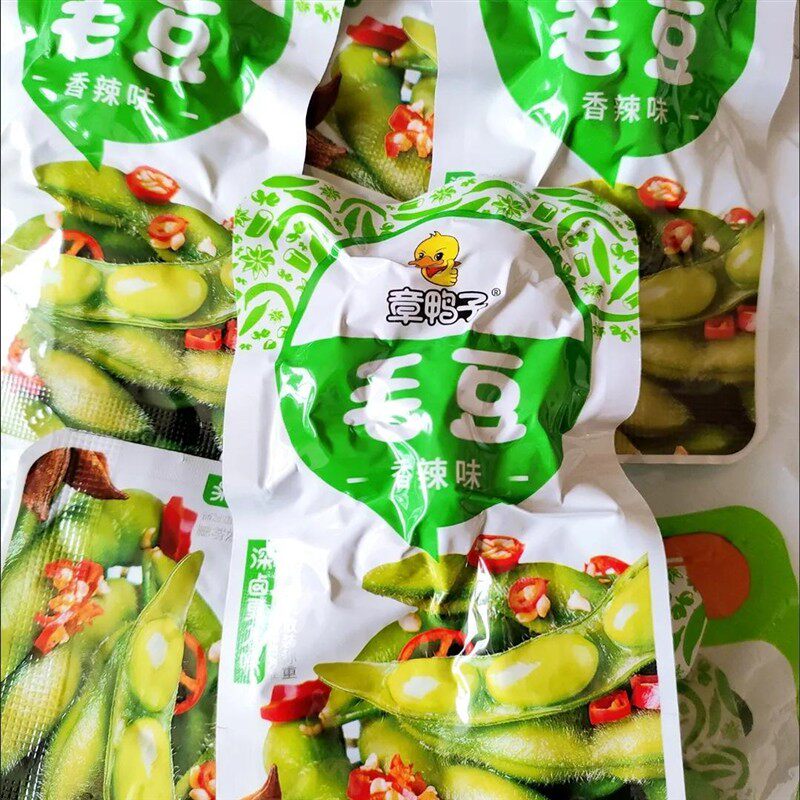 章鸭子香辣毛豆卤味素食湖南特产麻辣休闲夜宵零食小吃即食品