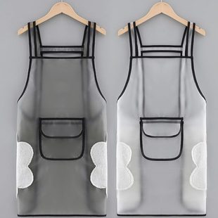 防水围裙女家用厨房防油工作服网红做饭穿 2024新款 透明护衣定制