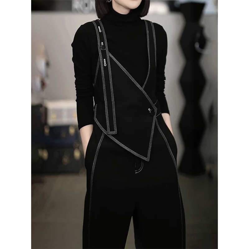 酷飒风加绒背带裤套装2025秋冬女