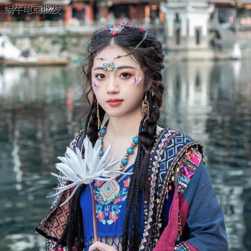 异域民族风额饰复古流苏眉心坠古风汉服额头链拍照头饰儿童配饰女