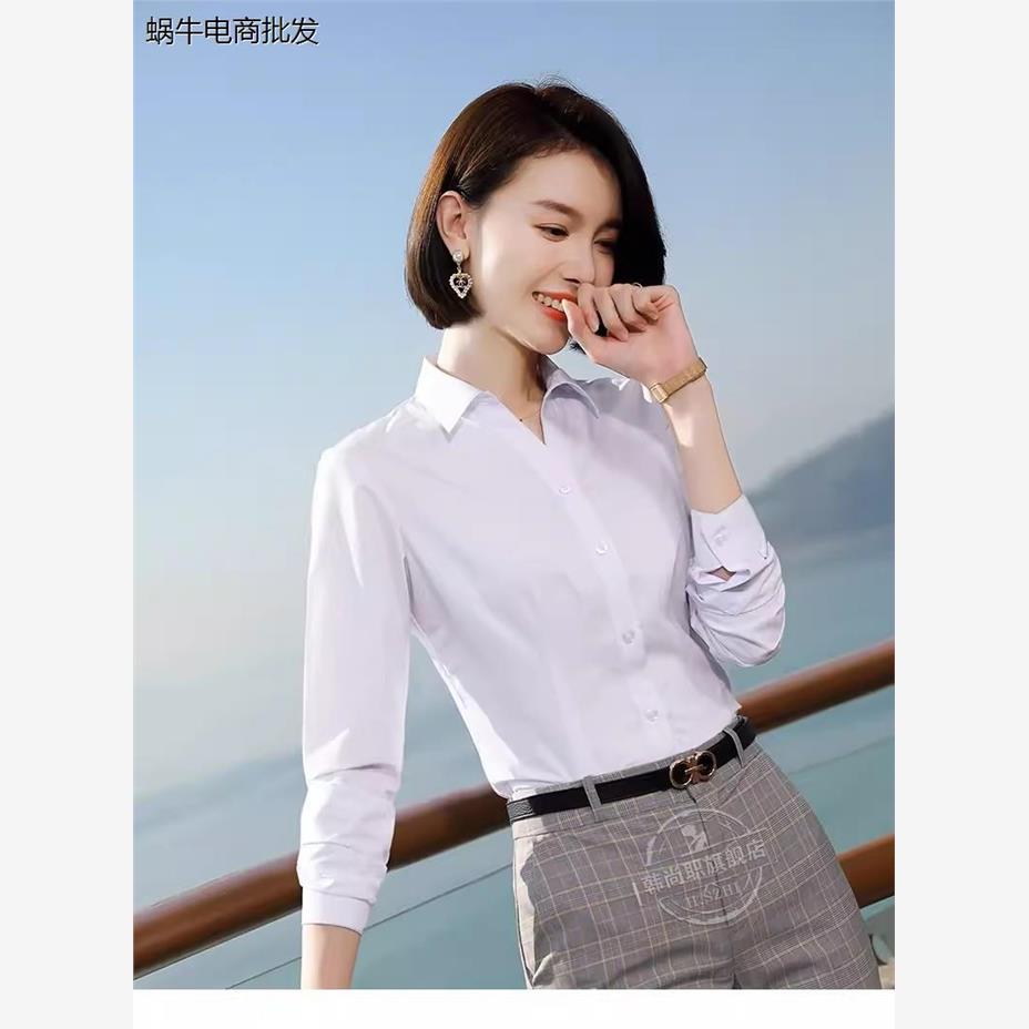 短袖衬衫女工作服4s店白