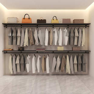 钢木结构衣柜砌墙衣帽间自制全屋定制走入式衣柜框架整体储物间