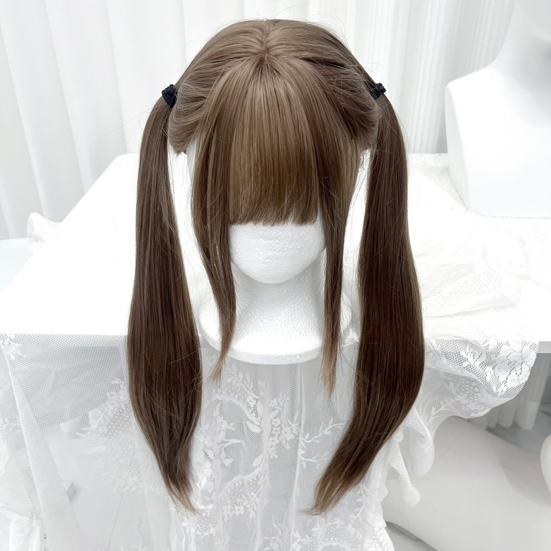 喵灵界假发女Lolita长直发蜜茶亚麻甜妹双马尾假发女款全头套式
