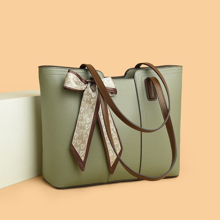 2025冬季新款车缝线灰紫色托特包拉链均码茶绿色深卡其色单肩