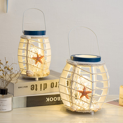 创意led发光地中海海洋风格家居夜灯笼串摆设个R性室内卧室装饰品