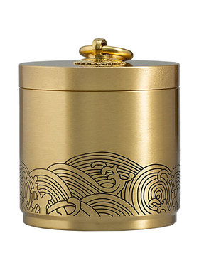 创意黄铜烟灰缸带盖雕花福桶铜缸定制礼品纯铜笔S筒办公桌装饰摆