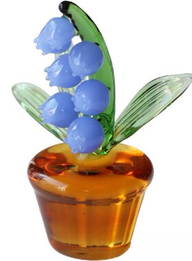 铃兰花摆件手工玻璃超r美白绿拼色可爱植物桌面绿植车载办公室