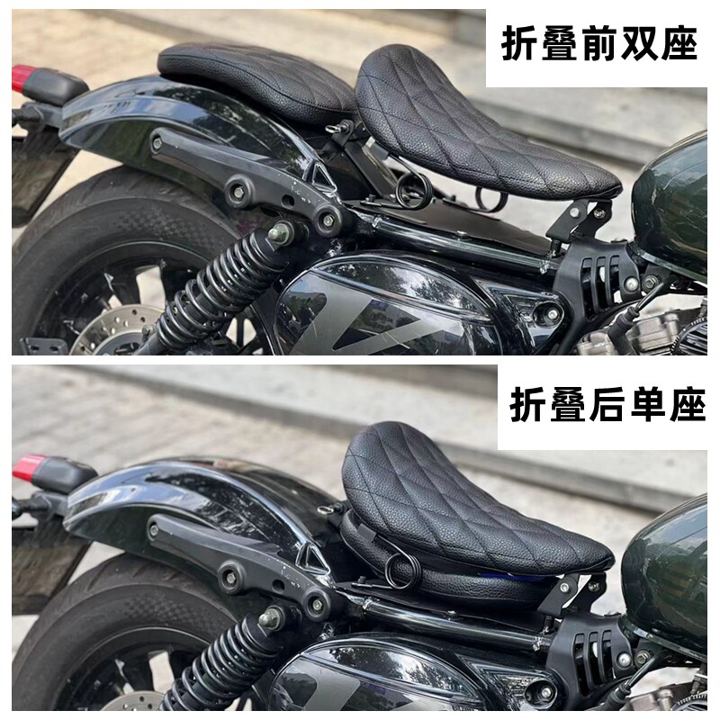 适用晓星GV300S机车改装隐藏双F人折叠坐垫带弹簧单座总成双座图片