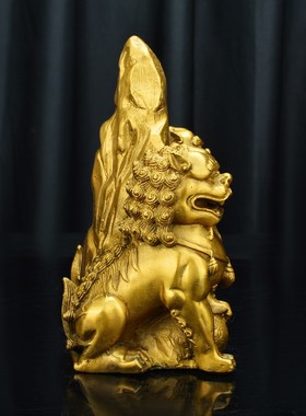 铜石敢当摆件f双狮子黄铜泰山石敢当室外办公室家居客厅大号装饰