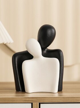 情侣艺术意d式极简摆件酒柜客厅玄关电视柜家居软装饰品侘寂风高