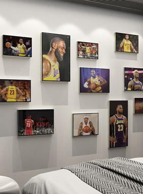NBA篮球明星壁画贴纸詹姆斯海报男孩生儿童卧室墙面W装饰房间布置