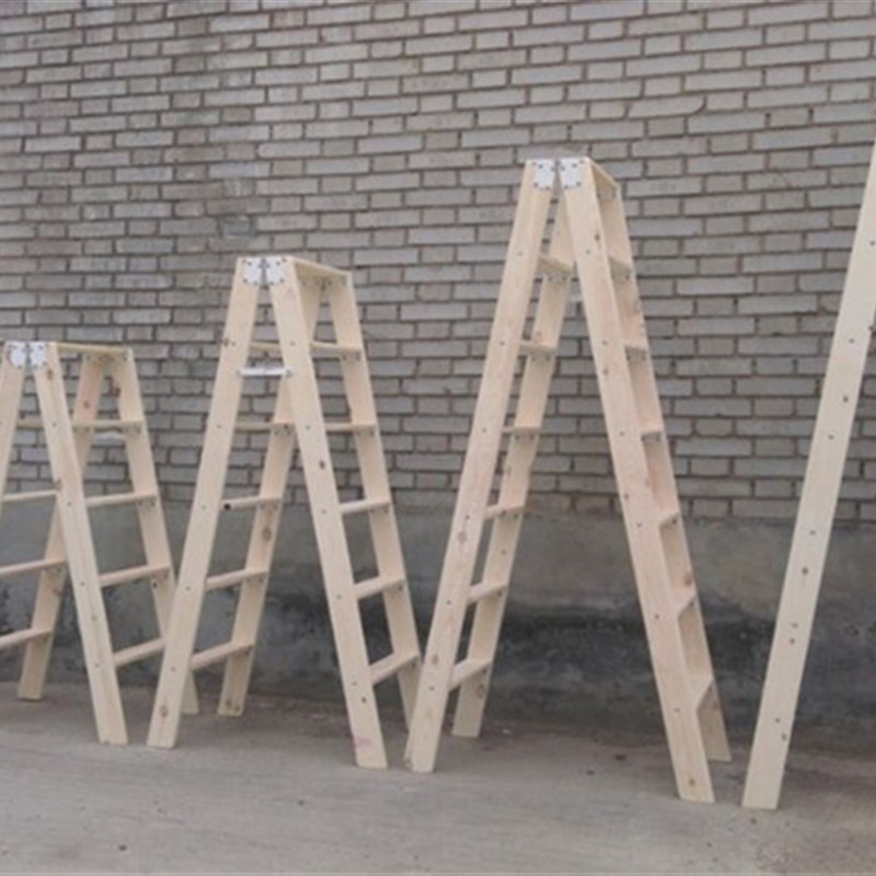 木梯凳木b梯子登高凳木凳子双侧木质梯松木花盆架子家用折叠人字