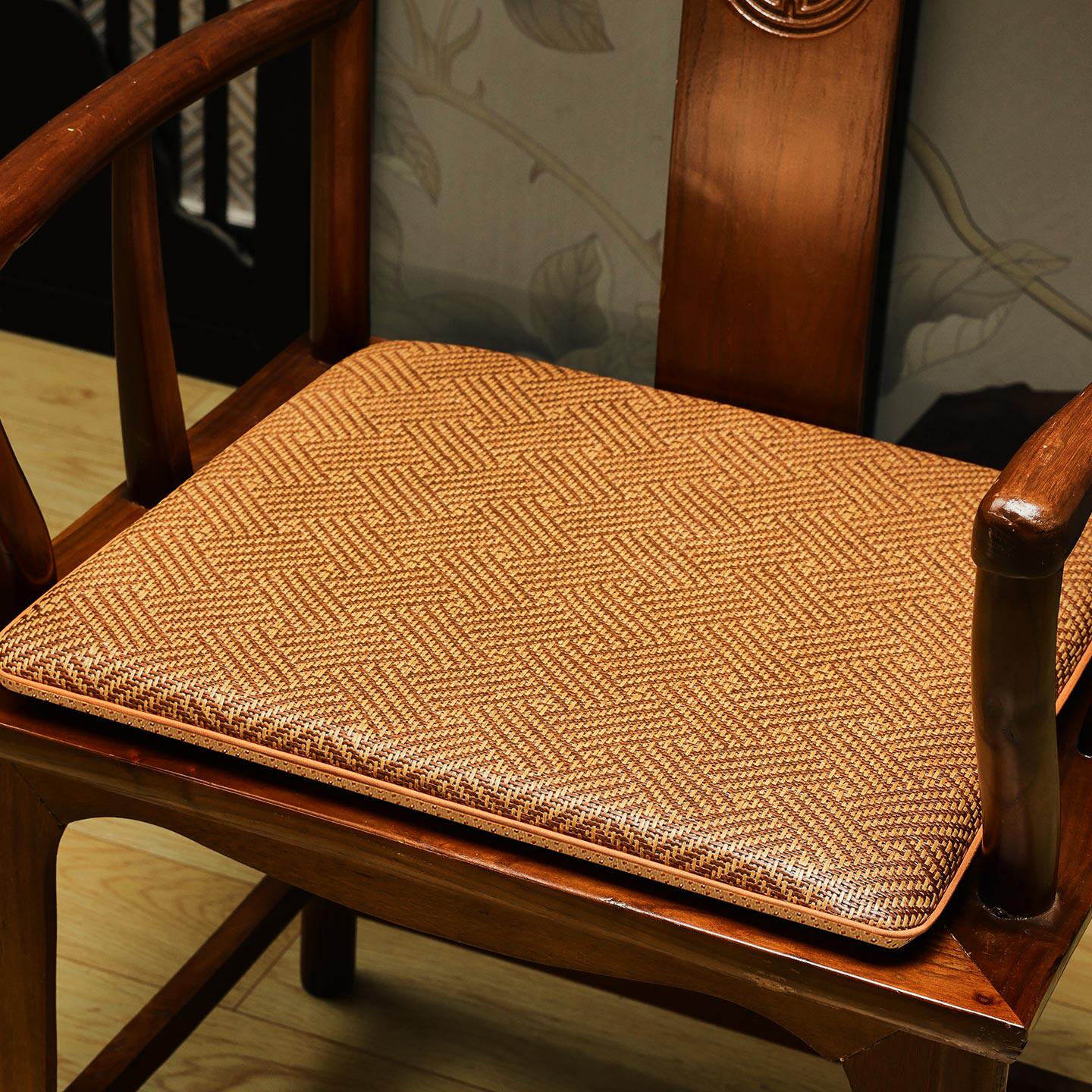 景际藤席透气清凉红木椅子垫舒适