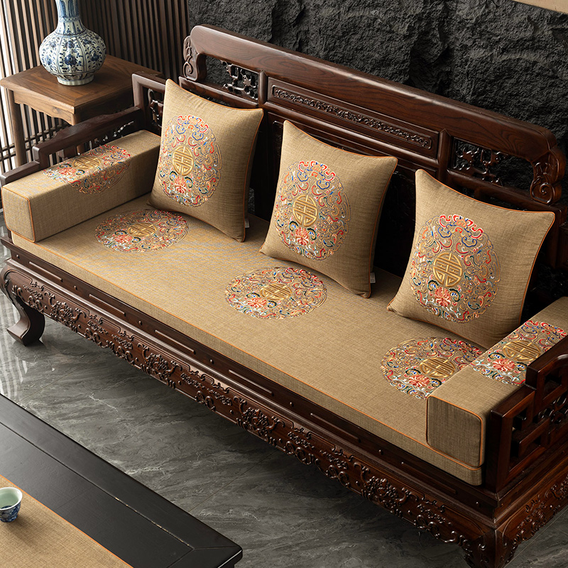 中式红木沙发坐垫定制实木海绵垫乳胶椰棕罗汉床垫防滑椅垫子定做