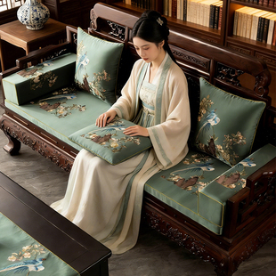 中式红木沙发垫罗汉床垫子五件套高端实木家具坐垫椅垫海绵垫定制