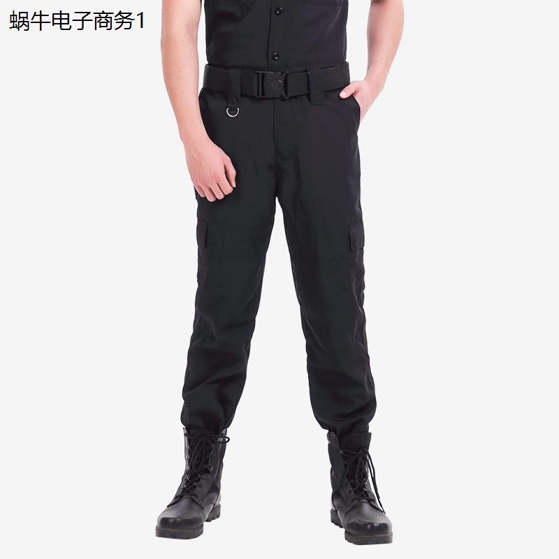 网格保安服裤子男黑色春
