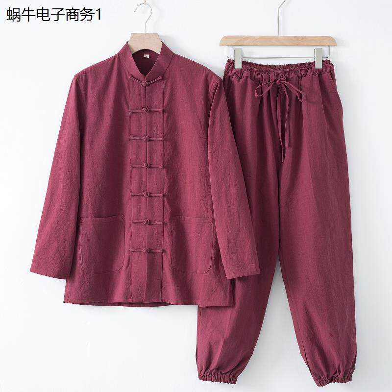 中式棉麻唐装男女长袖秋