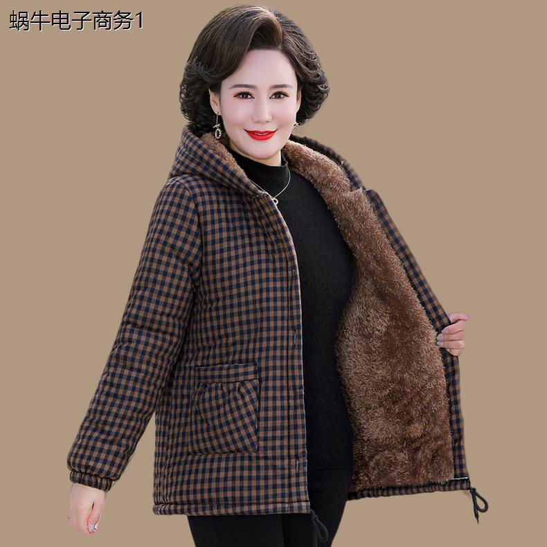 冬装加绒加厚格子棉袄女