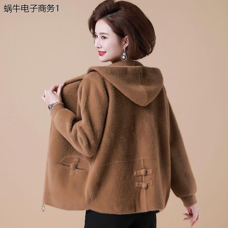 妈妈装秋冬加厚水貂绒连