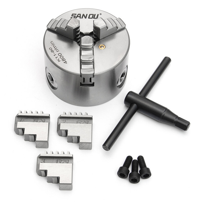 三爪自定心卡盘K11-80/K11-100 /K11-125三爪手动联动车床卡盘