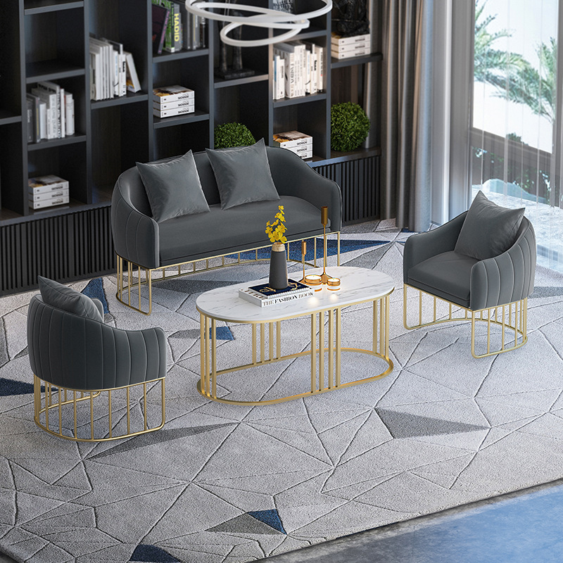 北欧办公室布艺沙发组合服装店待客沙发客厅简约会客沙发会客沙发