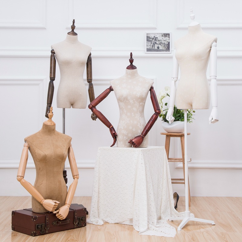 时尚模特道具女半身包布衣架假人服装店装修用女模特修身韩版造型