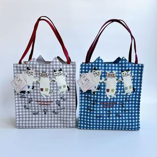 日本Kusuguru正品 刺绣眼镜猫手提包手拎包补习包逛街购物通勤9008