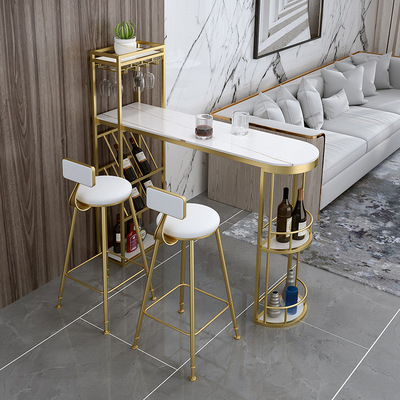 北欧轻奢吧台客厅餐桌简约现代多功能隔断酒架一体家用高吧靠墙桌