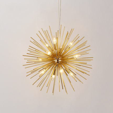 北欧后现代简约铝条金色餐厅客厅卧室创意个性 海胆圆球 LED吊灯