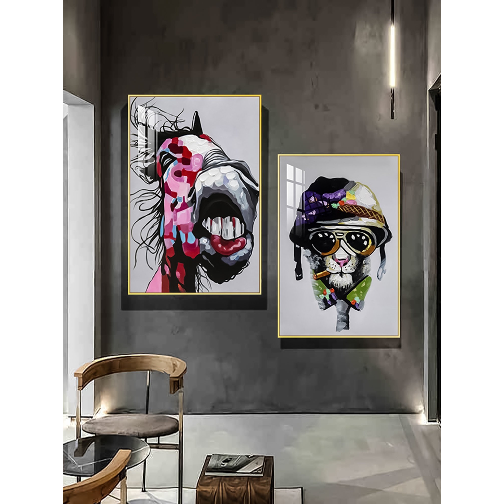 动物艺术装饰画波普抽象画客厅沙发背景墙挂画北欧抽象餐厅墙壁画图片