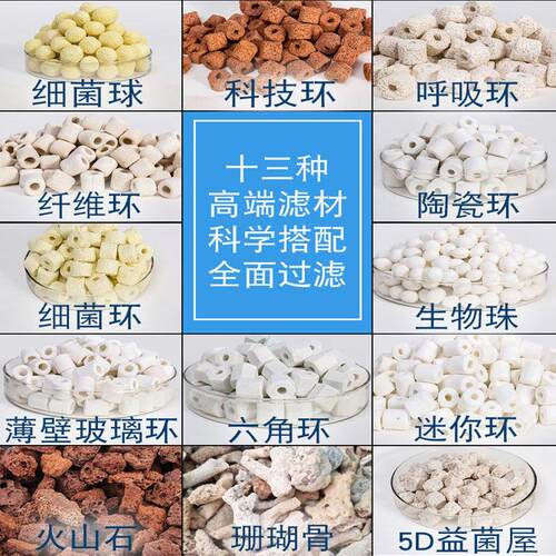 十合一缸鱼滤材厂细菌屋滤150材料陶瓷环水过族箱净家水石培菌玻