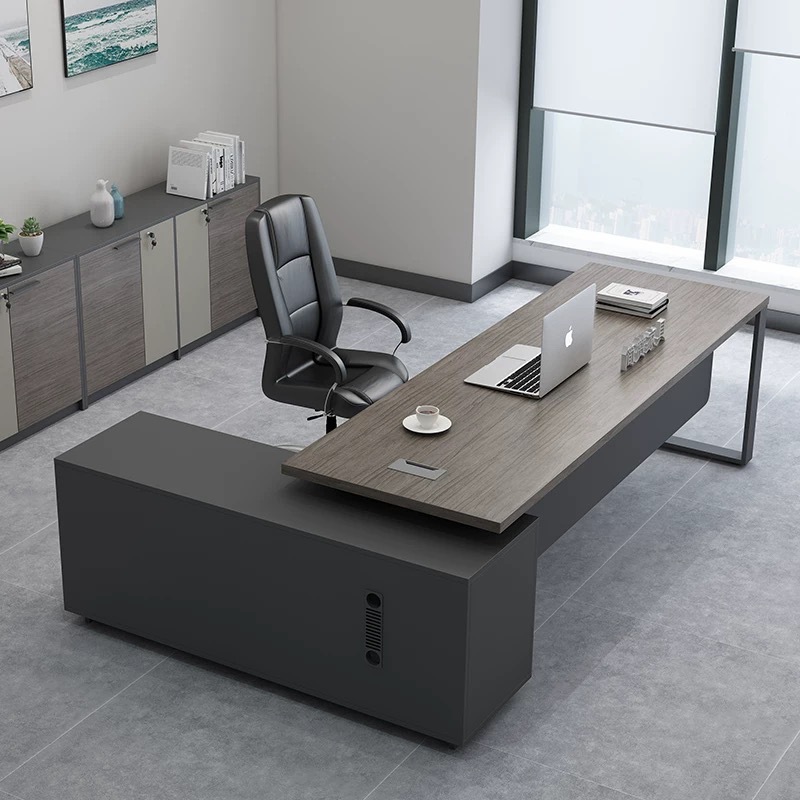 简约现代桌子老板桌办公室主管电脑桌椅组合板式总经理单人办公桌