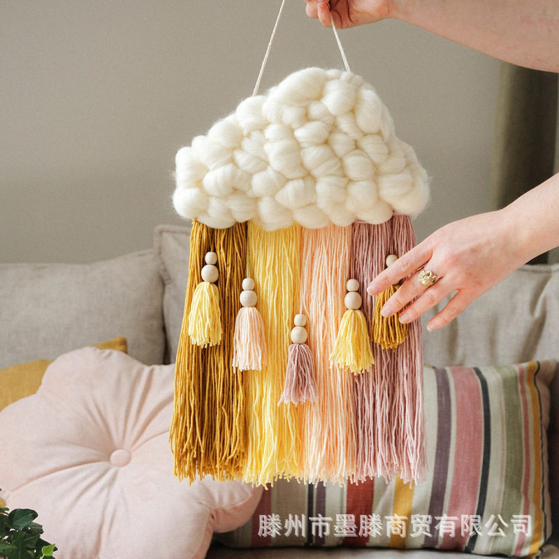 彩虹色系手工毛线编织云朵吊饰客厅卧室墙壁挂饰创意彩虹挂件成品,模玩/动漫/周边/娃圈三坑/桌游,文化/体育周边,淘宝优惠券,粉丝福利购,淘宝优惠卷