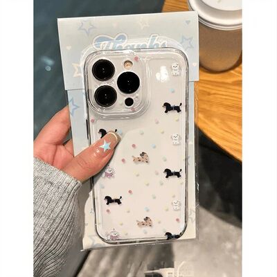 波点小狗适用于苹果17promax手机壳iphone15pro女新款14苹果13mini个性12pro苹果11网红i16e创意时尚卡通plus