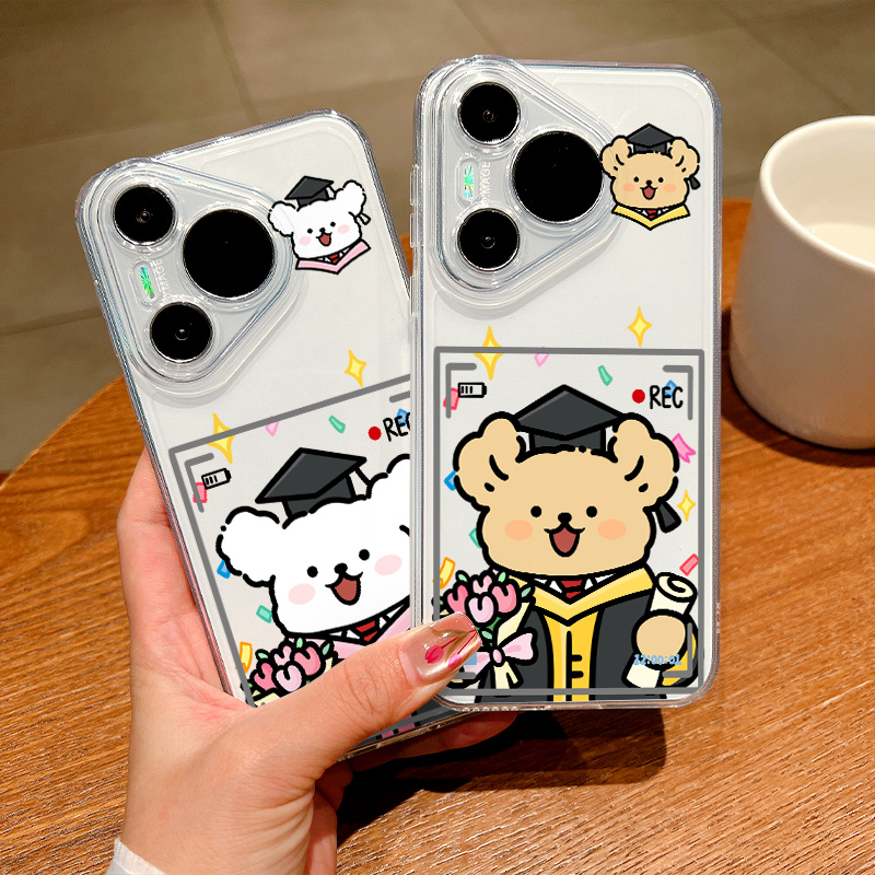 小米15ULTRA华为NOVA12活力iPhone16卡通毕业情侣小狗OPPOReno13可爱透明软iQOOneo10手机壳适用苹果14ProMax