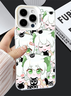 OPPOA58苹果1715卡通手机壳14plus彩银iPhone13硬满屏罗小黑战纪16e适用12ProMax动漫荣耀GT可爱小米CIVI5PRO