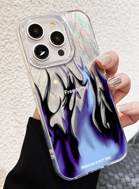 苹果12羽纱OPPOReno13高级感适用iPhone16个性15ProMax紫色火焰14plus小众硬手机壳VIVOs20pro创意荣耀MAGIC7