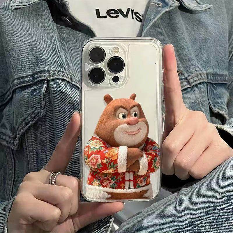 大棉袄熊大熊二16ProMax趣味苹果12华为Nova13透明iPhone17手机壳软创意OPPOReno15适用14PLUS卡通荣耀Magic8