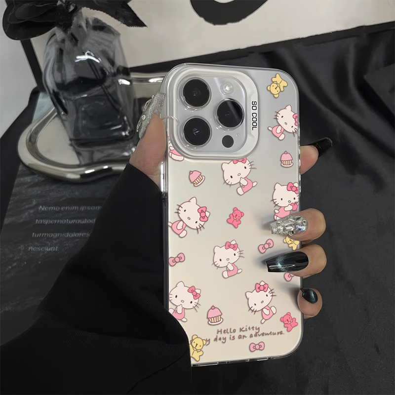 iPhone16plus彩银iQOO13高颜值苹果14小熊凯蒂猫12手机壳硬15ProMax适用华为Mate70可爱荣耀MAGIC7卡通s20pro