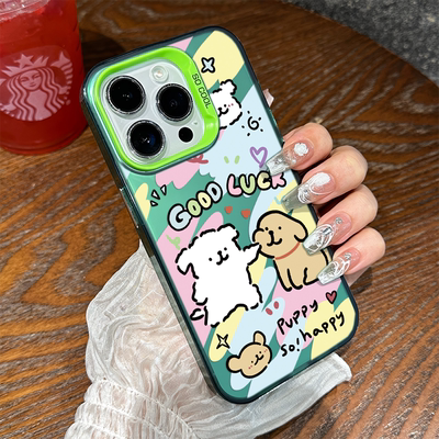 15plus彩银13情侣真我gt7pro苹果14线条小狗12ProMax适用iPhone16手机壳硬华为NOVA11Ultra可爱OPPOk11高级感