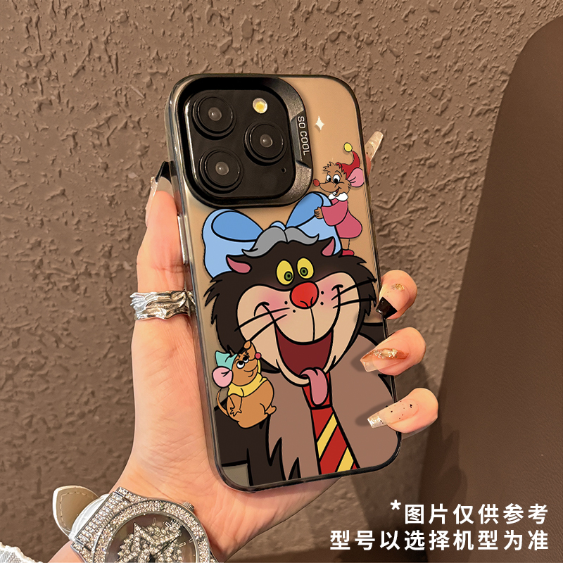 苹果14卡通适用12彩银iPhone16小米CIVI5PRO手机壳15PLUS可爱路西法猫13ProMax硬创意VIVOX200S真我NEO7TURBO