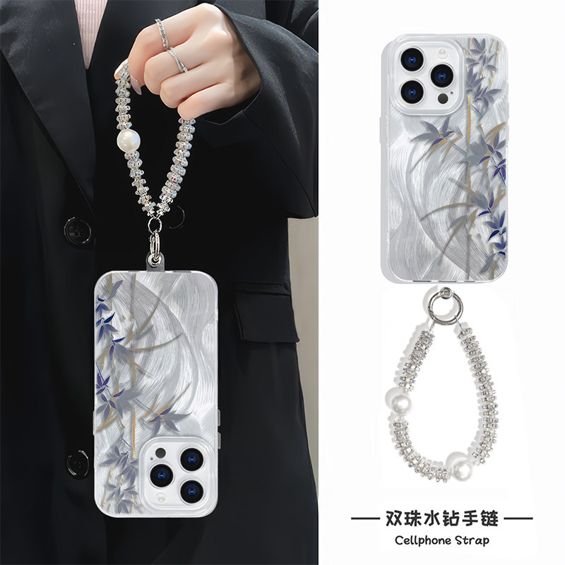 OPPOReno13高级感国风竹子苹果14硬12promax适用小米15Ultra手机壳带挂绳iPhone16plus羽纱荣耀MAGIC7创意s20