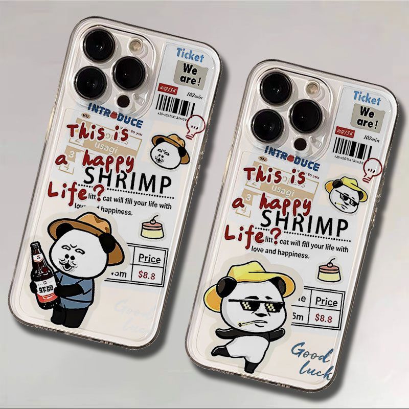 iPhone13创意透明OPPORENO16个性手机壳软小米15苹果12适用14Plus报纸标签虾公子卡通华为MATE80小米17ProMax