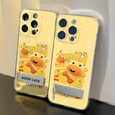 苹果14高级感红米NOTE1515可爱硬iPhone13透明适用16PLUS卡通VIVOY500无边框超薄小米17ProMax手机壳开心噜噜